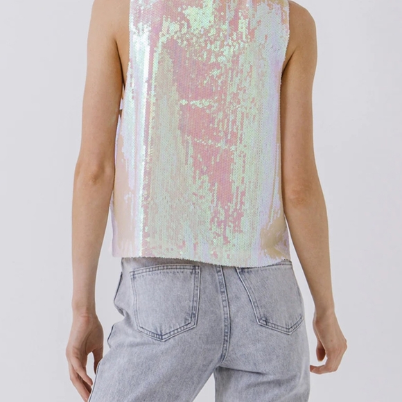 Endless Rose Bella Sequin Floral Tank - Size Large - Multicolor - Picture 3 of 6